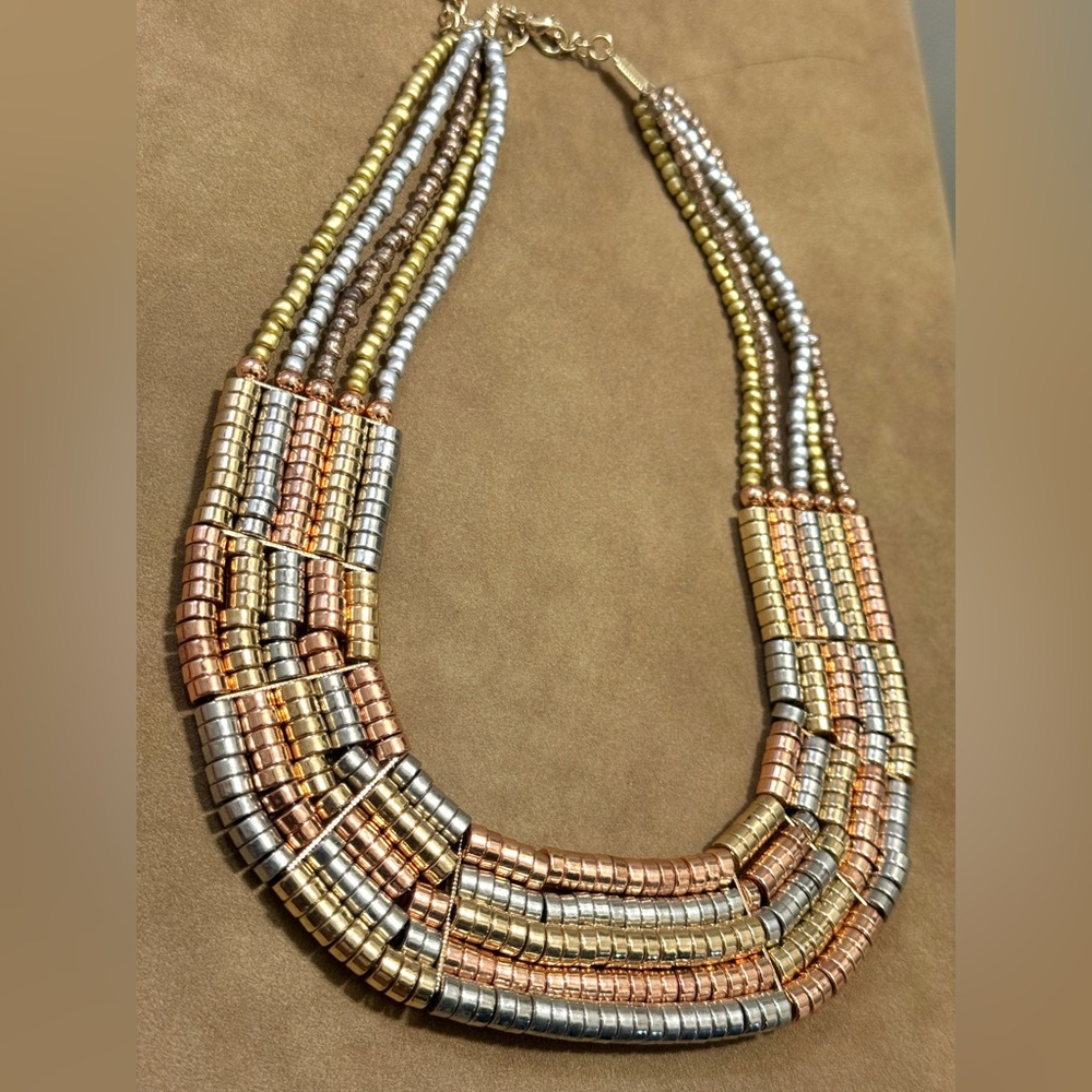 Multicolor Beaded Metallic Necklace